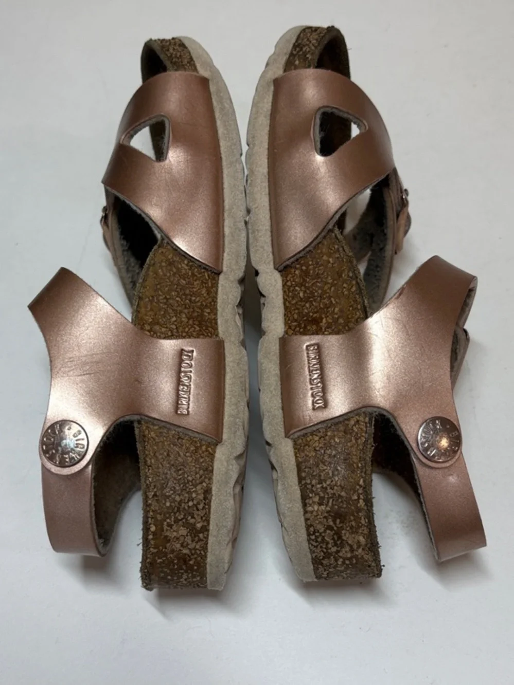Birkenstock Kids Rio Metallic Rose Gold Sandals with Adjustable Buckles, 27